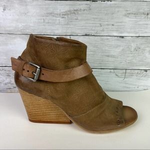 Miz Mooz Hand Tooled Wedge Ankle Boots